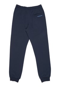Pantalon de jogging bleu marine en tissu mélangé coton, doté d'une taille élastique, de poignets côtelés et d'une petite poche arrière avec un détail logo.