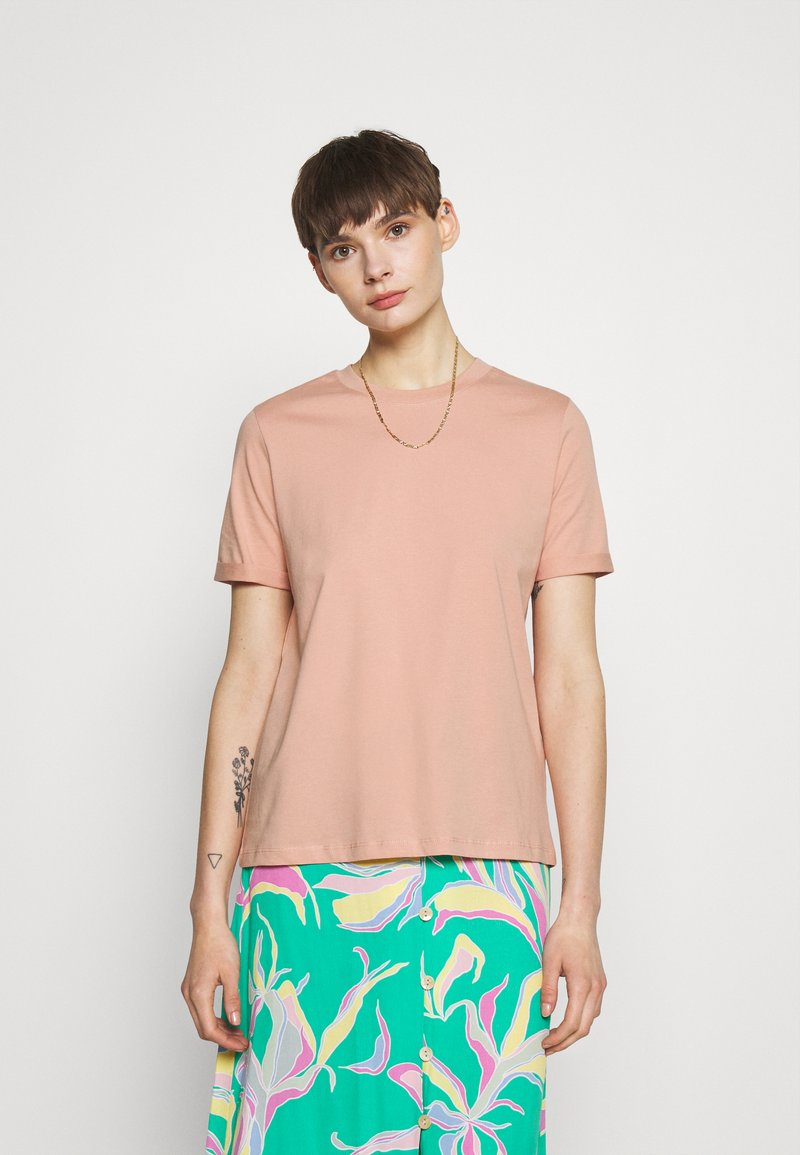 Pieces PCRIA FOLD UP SOLID TEE - T-shirt básica - misty rose