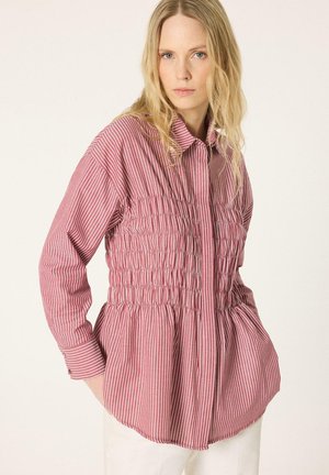 Touché Privé, STRIPED SHIRT WITH ELASTIC WAISTBAND - Πουκαμίσα με κουμπιά - burgundy