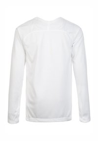 Langärmliges Shirt in Weiß, aus leichtem Stoff. Verfügt über einen abgerundeten Halsausschnitt und eine glatte Textur, mit minimalen Nähten auf der Rückseite.