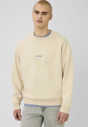 COL ROND BRODERIE POITRINE - Sweatshirt - blanc cassé
