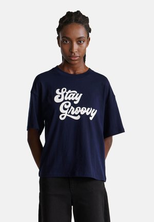 WITH SLOGAN - Triko s potiskem - blue