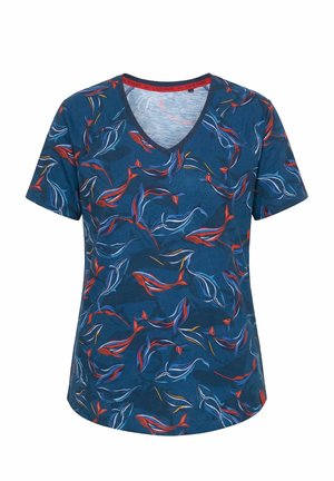 LAURASØN, SHIRT, V-AUSSCHNITT, 1/2 ARM, ALLOVER PRINT, OEKO-TEX - T-shirt print - navy blue
