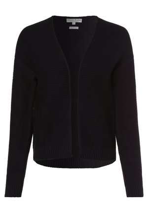 Sort cardigan lavet af økologisk bomuld, med et struktureret strikdesign, åben front, dropped shoulders og ribbede manchetter og kant.