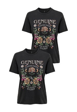 ONLY, 2ER-SET WILDES VINTAGE DESIGN - Print T-shirt - schwarz