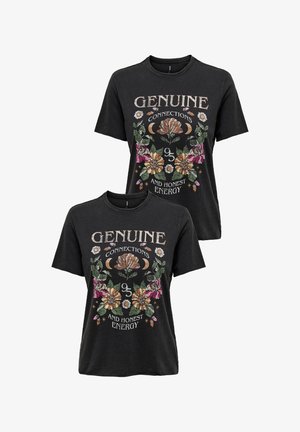 ONLY, 2ER-SET WILDES VINTAGE DESIGN - Print T-shirt - schwarz