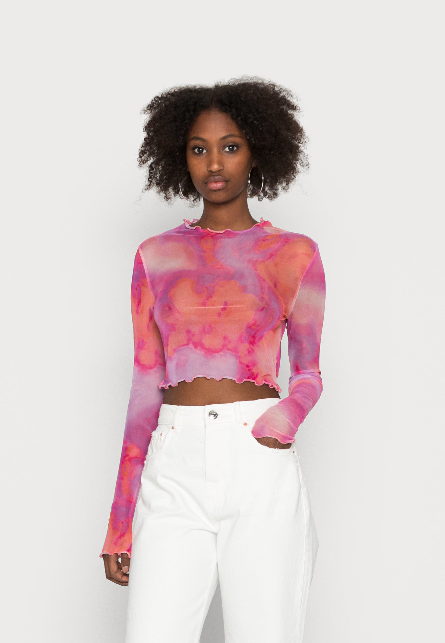 Nly by Nelly CROPPED TOP - Longsleeve - pink abstract/donkerroze - Zalando .nl