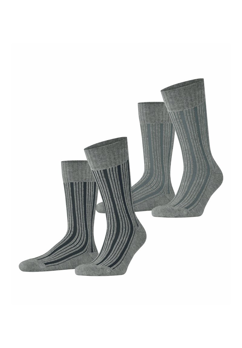 Set von drei Paar Socken in verschiedenen Grautönen. Gestreiftes Design mit geripptem Bündchen. Weicher Stoff, knöchelhoch und verstärkter Zehenbereich.
