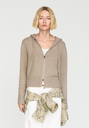 Massimo Dutti 100% CASHMERE HOODED ZIP-UP CARDIGAN - Sweatjacke - beige