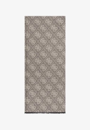 Tissu gris à motif losange avec des accents plus clairs. Texture douce avec bords effilochés. Convient pour la décoration ou le drapage.