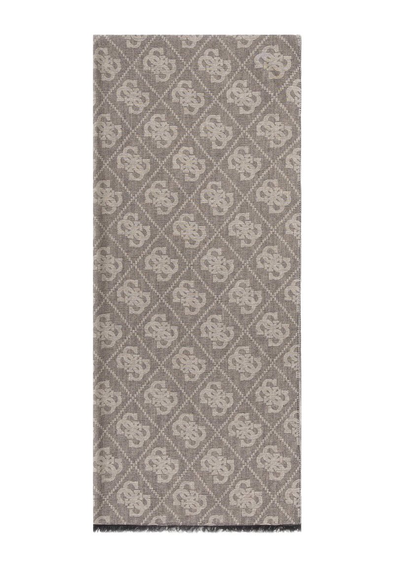 Tissu gris à motif losange avec des accents plus clairs. Texture douce avec bords effilochés. Convient pour la décoration ou le drapage.