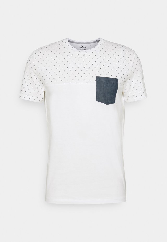 T-Shirt print - white base blue element design