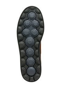 Suola della scarpa realizzata in un materiale gommoso grigio testurizzato, con motivi circolari in rilievo e diverse decorazioni a punto per una maggiore aderenza.