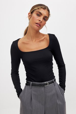 Langærmet T-shirt - black