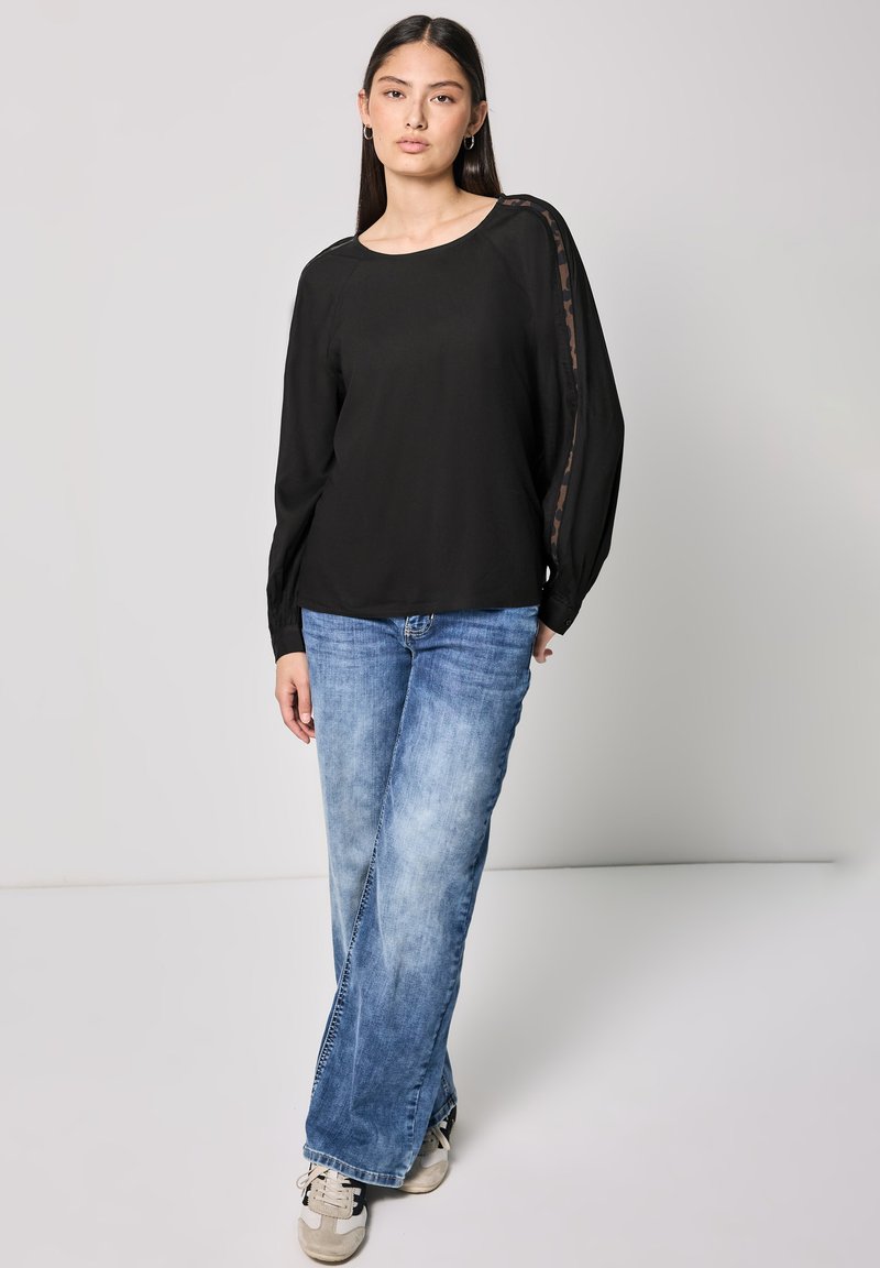 Chemisier Femme Street One Studio - Raglan Uni En Viscose Douce, Manches Longues Boutonnées