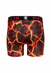 Boxers arborant un audacieux motif de lave avec des nuances de rouge et de noir. Taille élastique avec le logo "PULL-IN" en lettres rouges bien visibles.