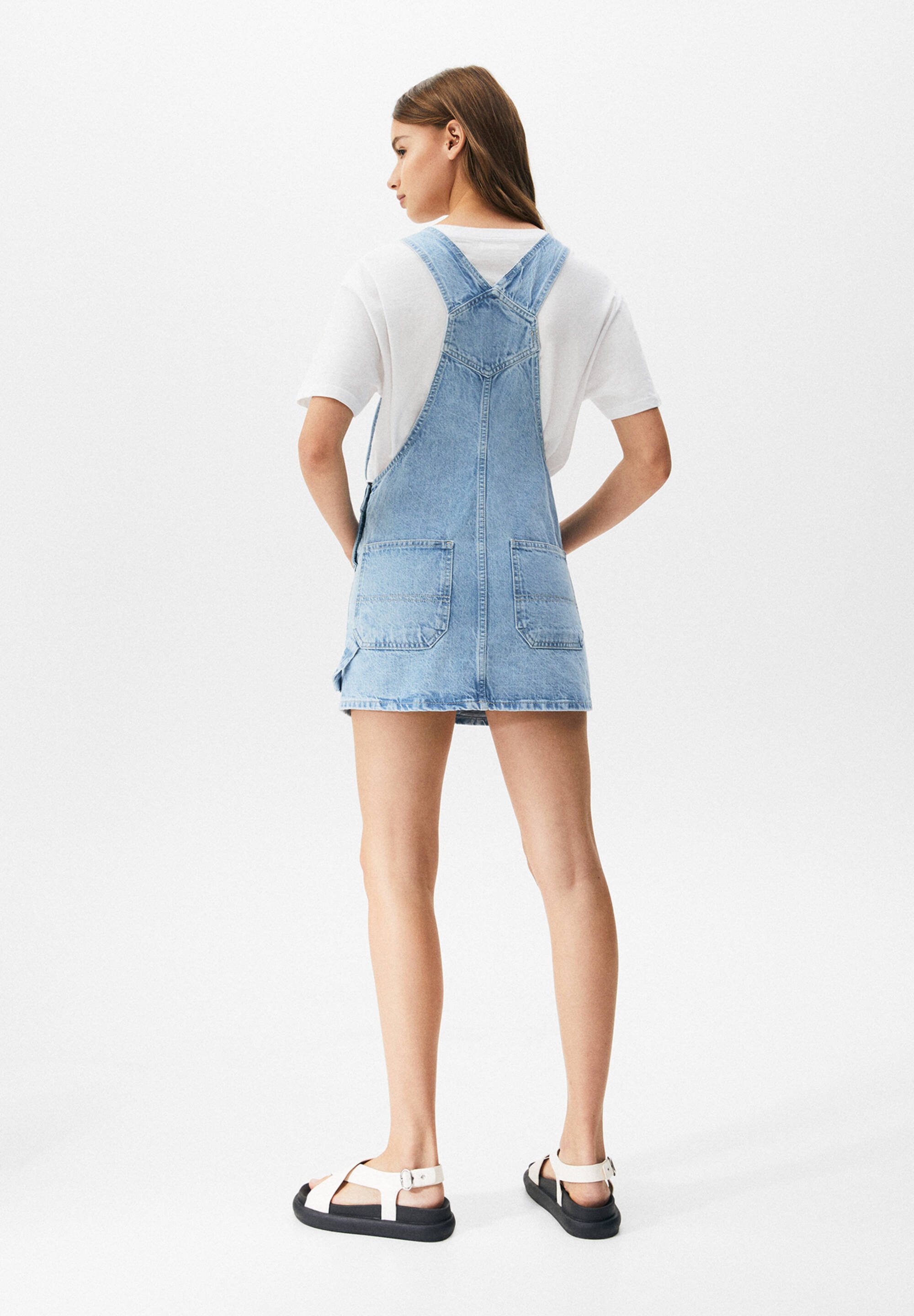 PULL\u0026BEAR CARPENTER - Jeanskleid - stone blue denim/stone-blue denim -  Zalando.at