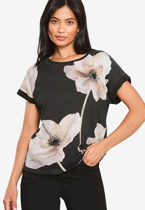 Lipsy EMBELLISHED FLORAL REGULAR FIT - Apdrukāts T-krekls - black