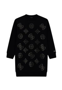 Musta college-mekko pitkillä hihoilla, jossa on vaihteleva kuviointi hopeisilla niiteillä. Ribbireunukset hihoissa ja helmassa. Mallettimen nimi hihassa.