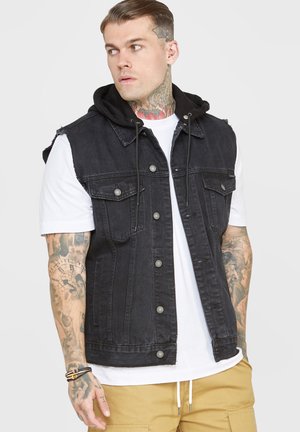 HOODED GILET - Väst - black