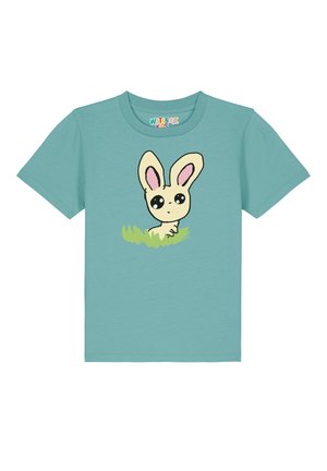 OSTERHASE IM GRAS - T-Shirt print - teal monstera