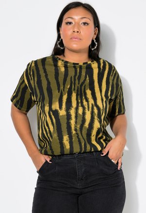 Studio Untold BATIK-STREIFEN - T-Shirt print - dark olive