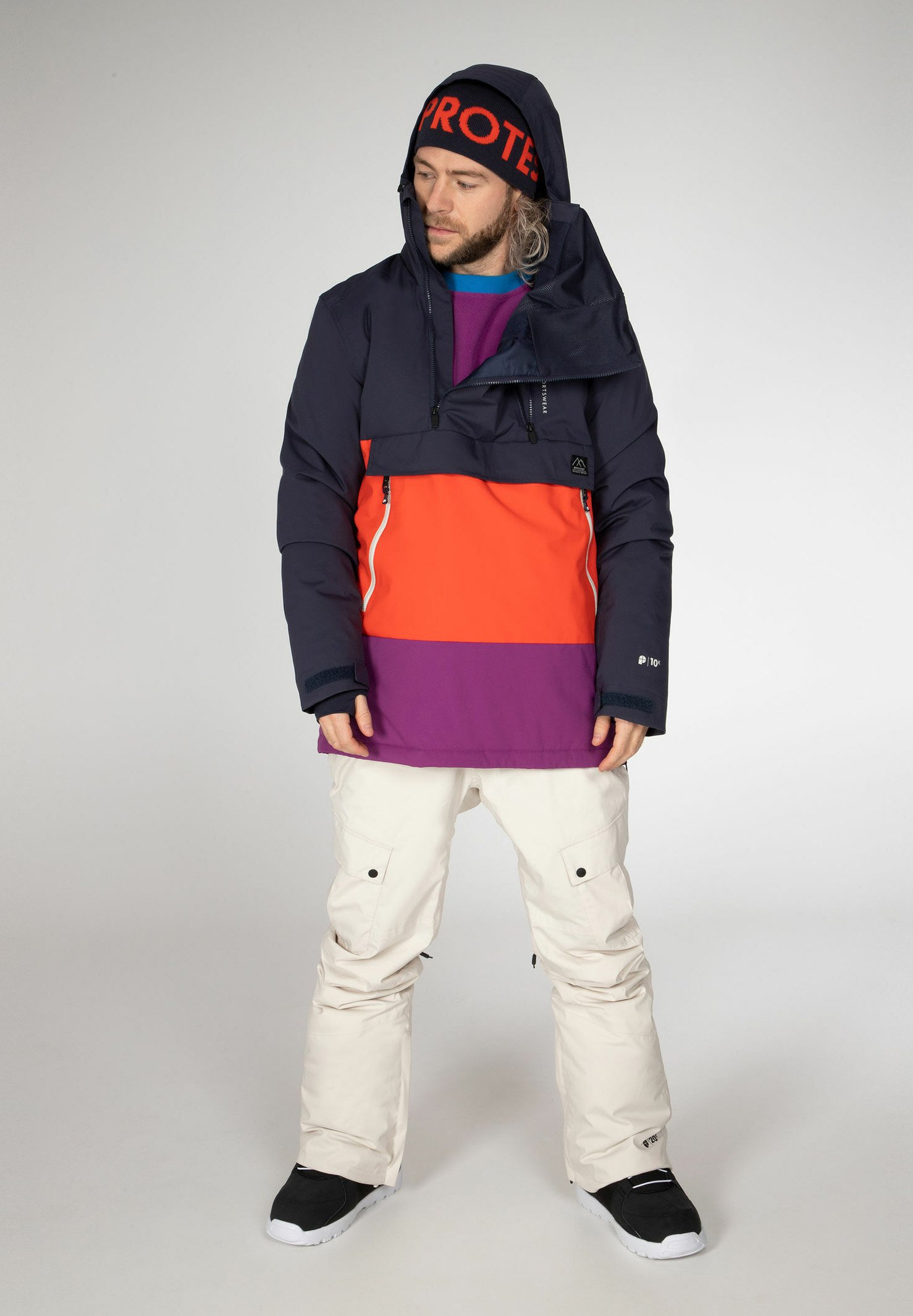 orange and purple jacket