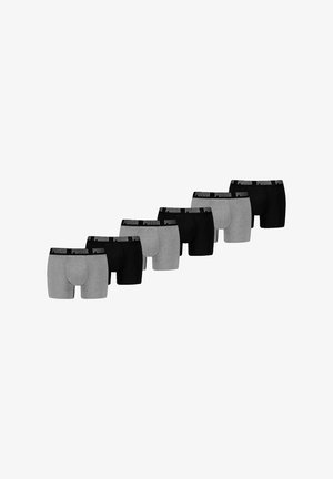 Schwarz-graue Boxer-Briefs im Sechserpack, mit einem elastischen Bund mit Markenlogo, aus Baumwollmaterial und mit enger Passform.