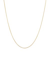 Goldene Halskette mit einem zarten, runden Glieddesign. Glatte Textur, leicht und etwa mittellang, geeignet zum Übereinandertragen.
