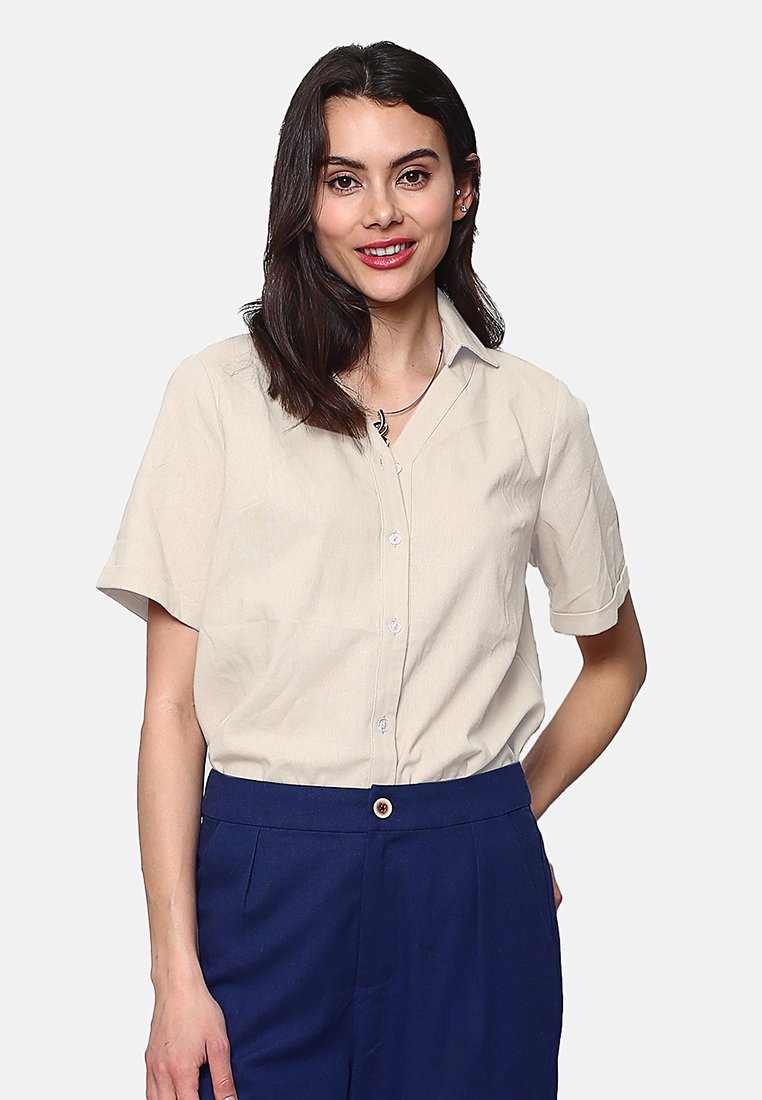 Le Jardin Du Lin Overhemdblouse beige Le Jardin Du Lin Overhemdblouse beige