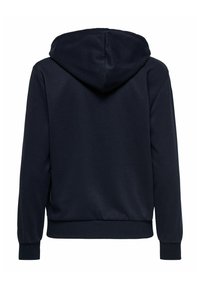 Felpa blu navy con cappuccio regolabile, tasche a marsupio, polsini e orlo a costine, realizzata in un tessuto morbido e liscio con una vestibilità comoda.