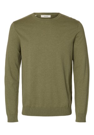 Selected, SLHBERG CREW NECK NOOS - Svetrík - deep lichen green melange