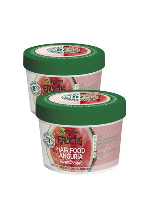 FRUCTIS HAIR FOOD ANGURIA RIVITALIZZANTE, MASCHERA 3-IN-1 PER CAPELLI FINI, BALSAMO, MASCHERA E TRATTAMENTO SENZA RISCIACQUO, 97% DI INGREDIENTI DI ORIGINE NATURALE, SENZA SILICONI - 2 PACK - Maschera per capelli