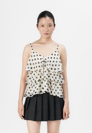 VIHARLEY PRINTED RUFFLE STRAP  - Pusero - cloud dancer aop:black dots