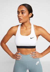 Nike Performance - BAND BRA - Medium support sports bra - white/black Thumbnail Image 1