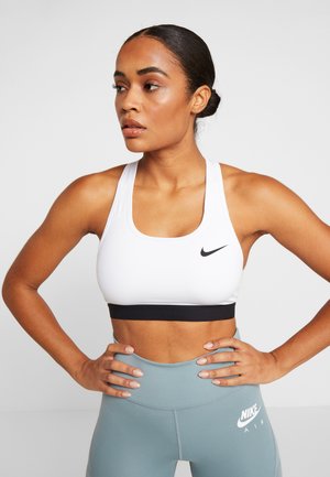 Nike Performance BAND BRA - Medium support sports bra - white/black