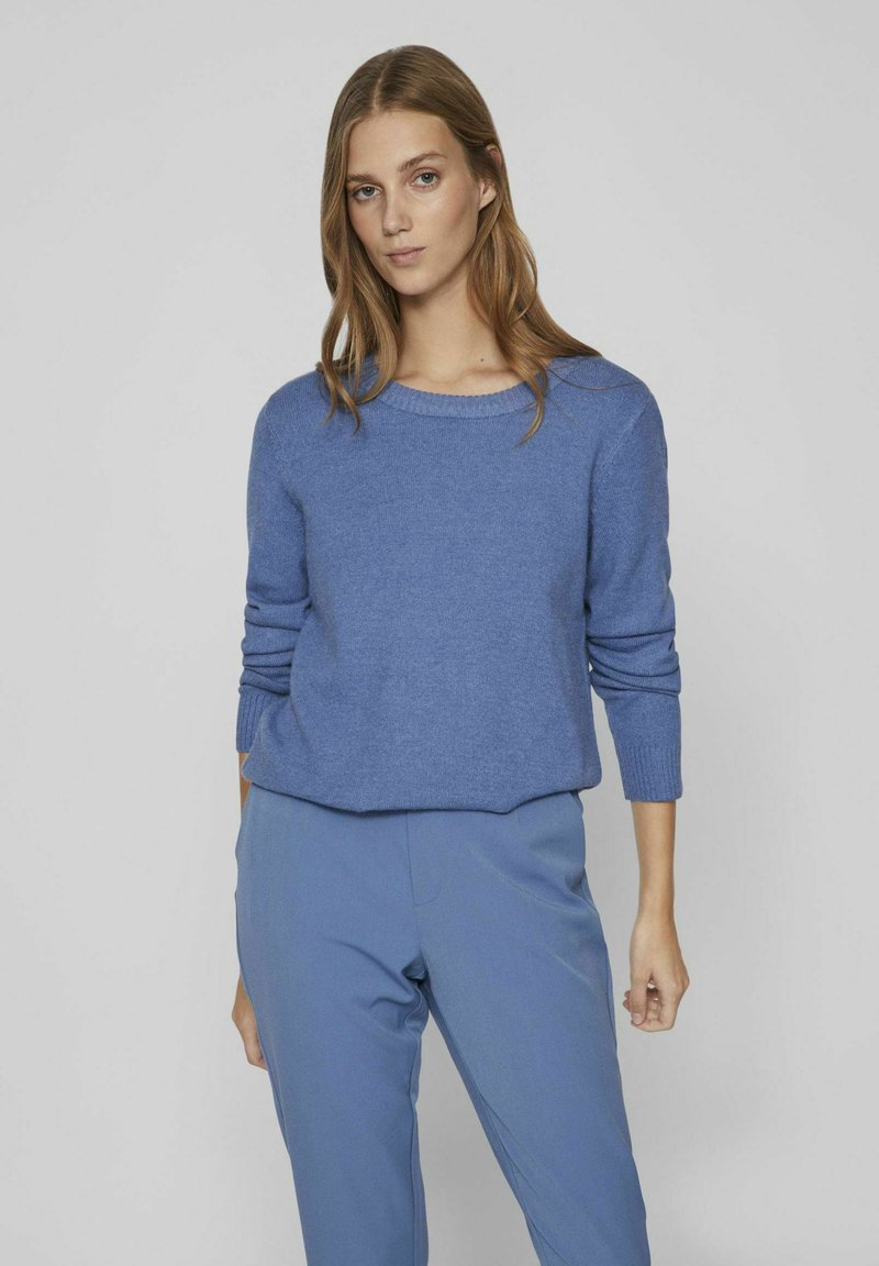 VILA VIRIL O NECK - Stickad tröja - coronet blue