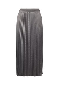 Grijze plooienrok van gladde stof, met verticale plooien over het geheel en een elastische tailleband voor een comfortabele pasvorm.