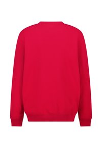 Rode sweatshirt van katoen, met een ronde halslijn, lange mouwen en ribbels aan de manchetten en onderrand. Eenvoudig ontwerp, geen grafische afbeeldingen of patronen.