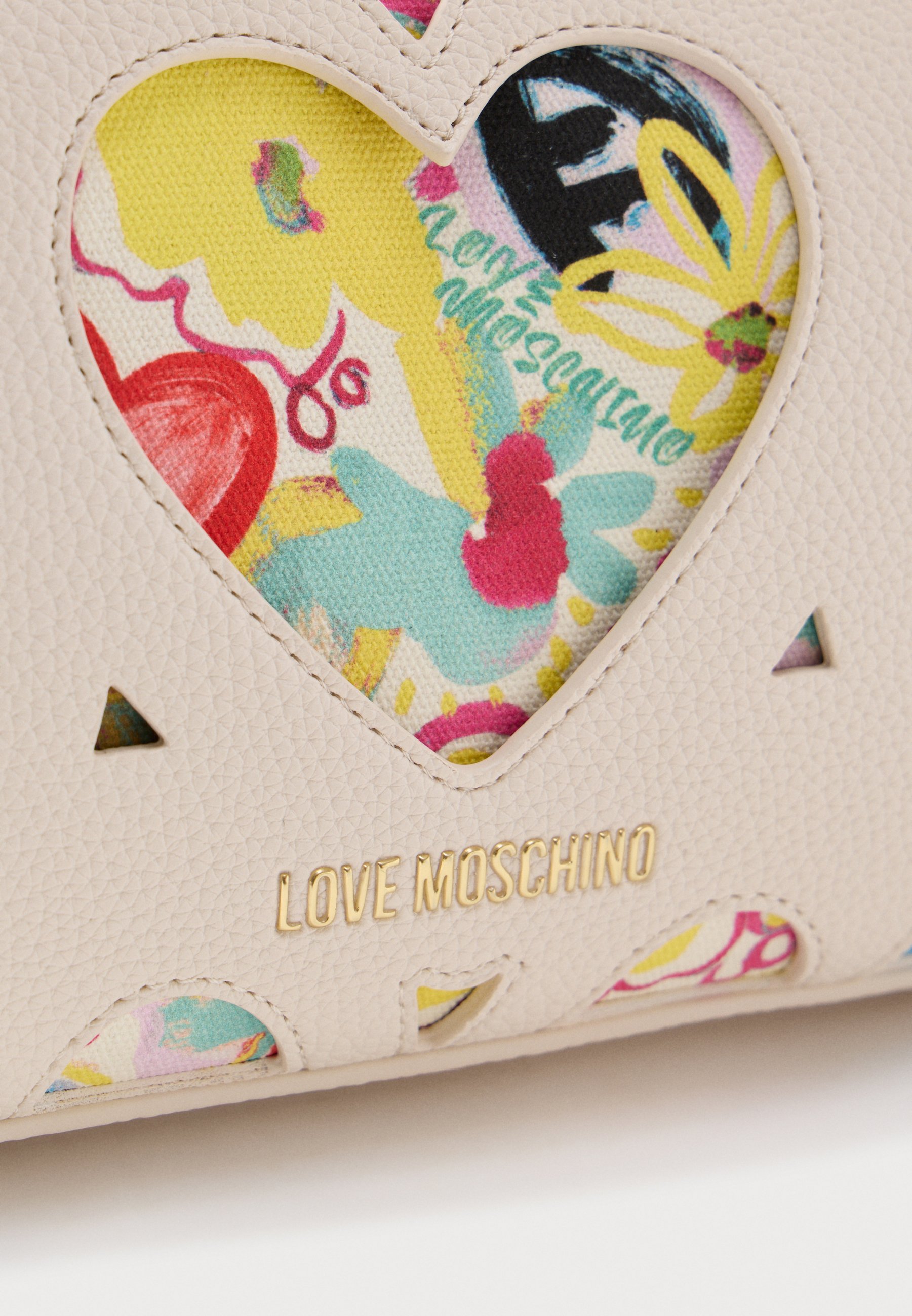 LOVE♡ Love Moschino LOVE SCRIBBLES BAG - Handbag - ivory/multi-coloured
