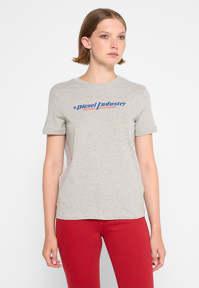 Diesel T-shirt print lichtgrijs