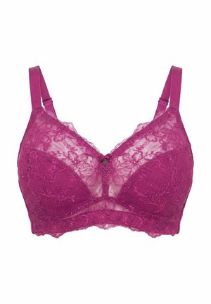 Ulla Popken, SUPPORT BRA, EMBROIDERED LACE, WIRELESS, CUP B–H - Sujetador sin aros - berry