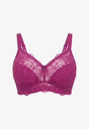Ulla Popken, SUPPORT BRA, EMBROIDERED LACE, WIRELESS, CUP B–H - Sujetador sin aros - berry