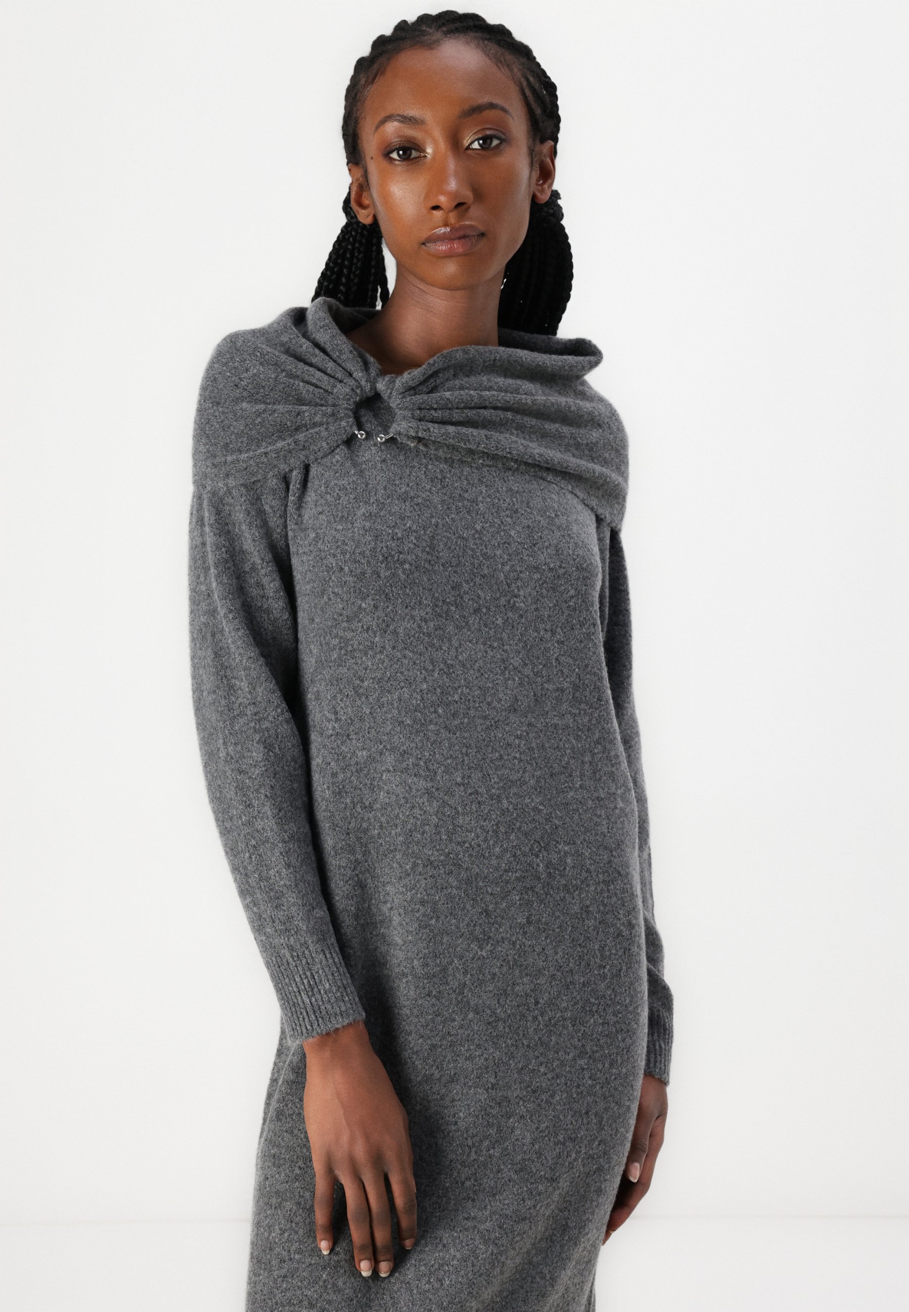 VILA VIKENYA OFF SHOULDER SHORT DRESS - Jumper dress - dark grey