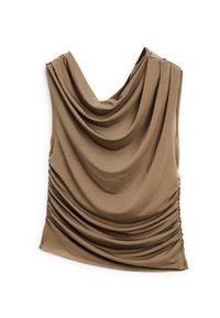 ASYMMETRIC WITH DRAPED DETAIL - Top - khaki