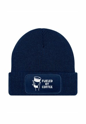 MIT PATCH  SPRUCH FUELED BY COFFE - Beanie - dunkelblau
