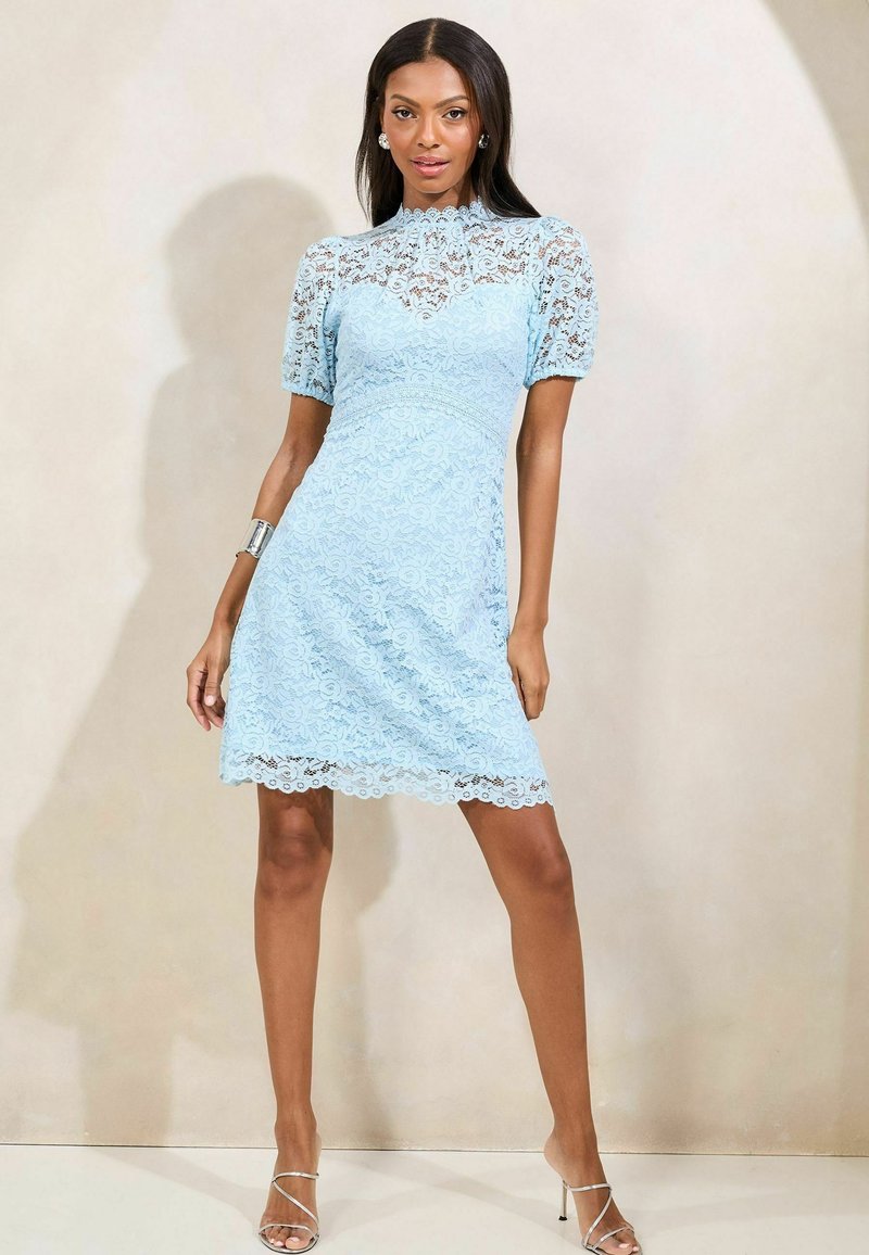 lipsy cornflower blue lace dress Buy Lipsy Cornflower Blue Embellished Chiffon Short Sleeve Fit And Flare Midi Dress from the Next UK online shop