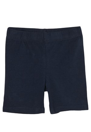 Granatowe bawełniane szorty z elastycznym pasem. Prosty design bez kieszeni, wyróżniający się gładką fakturą i starannym szyciem.