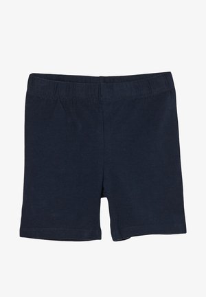 Marineblå bomuldsshorts med elastisk talje. Enkel design uden lommer, der viser en glat tekstur og ren syning.