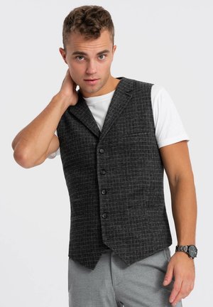 Ombre CHECKED WITH COLLAR - Gilet de costume - graphite